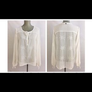Guess Women’s Blouse White Embroidered Size M